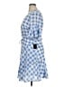 Gabby Skye 100% Polyester Checkered-gingham Blue Casual Dress Size 14 - photo 5