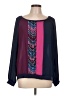NY Collection 100% Polyester Color Block Purple Long Sleeve Blouse Size L - photo 1