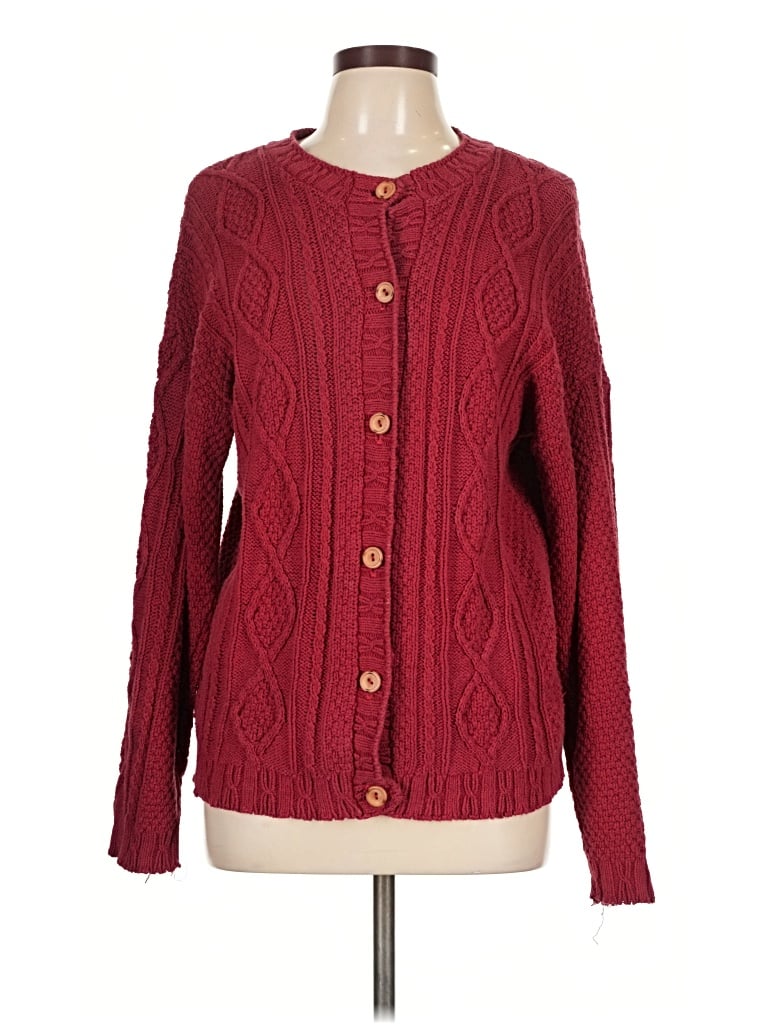 Pre-owned Assorted Brands Cardigan Sweater In Burgundy