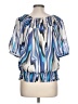Alfani 100% Polyester Blue Short Sleeve Blouse Size 12 Petite - photo 2