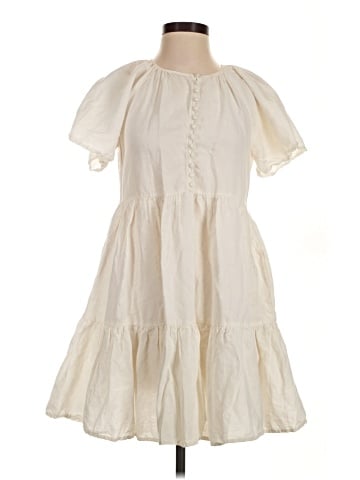 Madewell Linen-Blend Flutter-Sleeve Tiered Mini Dress (view 1)