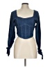 Pretty Damage Blue Long Sleeve Blouse Size L - photo 1