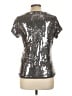 August Silk 100% Nylon Metallic Silver Short Sleeve Top Size L - photo 2