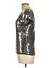 August Silk 100% Nylon Metallic Silver Short Sleeve Top Size L - photo 5