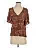 Daytrip Brown Short Sleeve Blouse Size XS - photo 1