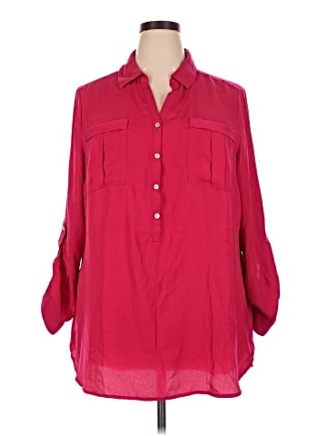 a.n.a. A New Approach 3/4 Sleeve Button-Down Shirt (view 1)