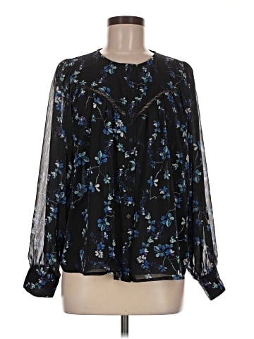 Aqua Long Sleeve Blouse (view 1)