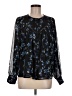 Aqua 100% Polyester Floral Black Long Sleeve Blouse Size M - photo 1