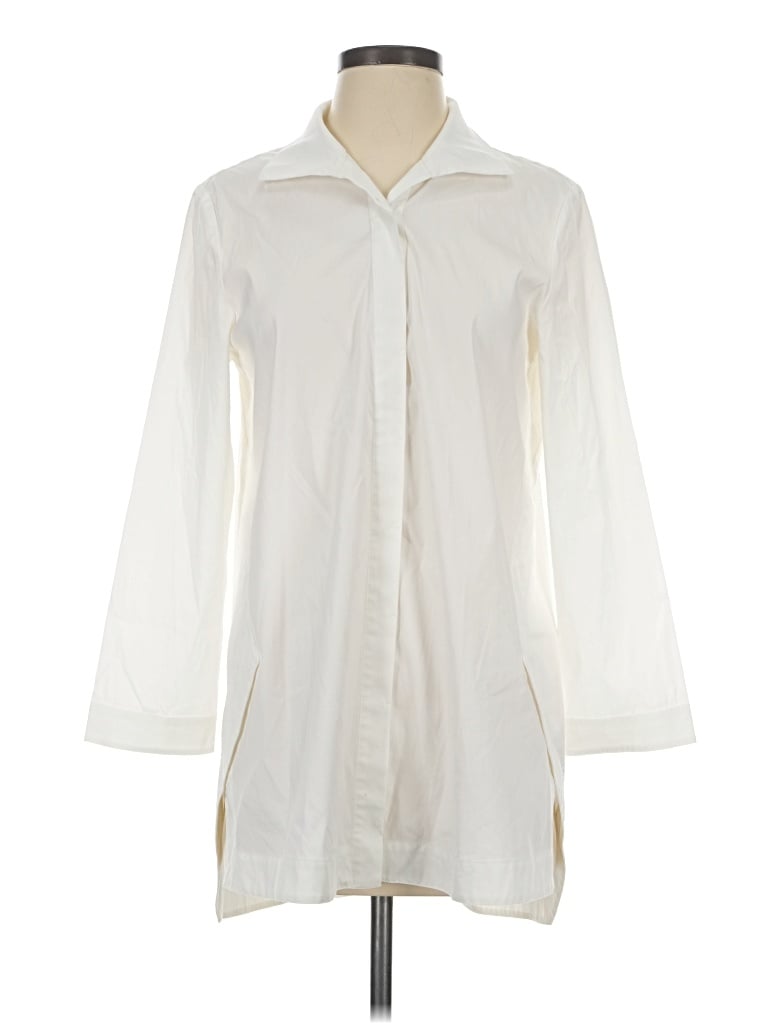 Pre-owned Lafayette 148 3/4 Sleeve Blouse In Ivory