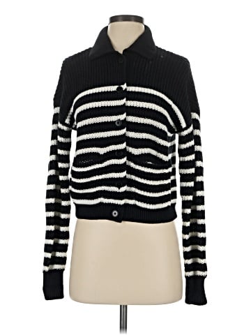 Madewell Ribbed Polo Cardigan Sweater in Stripe (view 1)