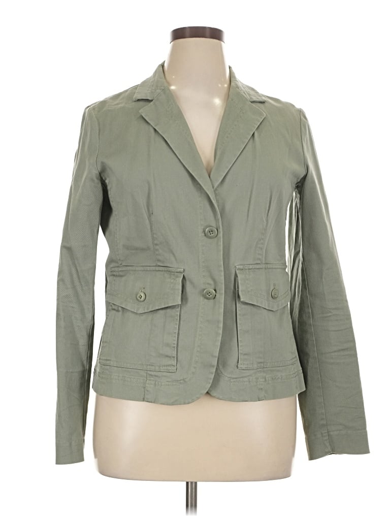Pre-owned Rafaella 3/4 Sleeve Top Green Square Neckline Tops