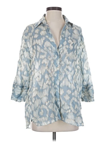 Zara 3/4 Sleeve Button-Down Shirt (view 1)