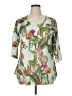 Christopher & Banks 100% Polyester Tropical Green 3/4 Sleeve Blouse Size XL (petite) - photo 1
