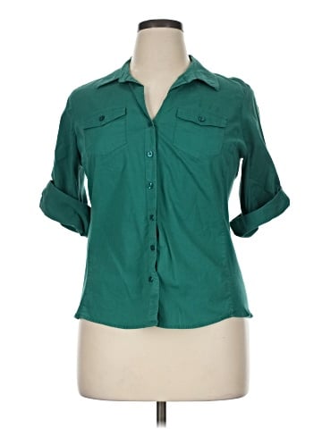 Daisy Fuentes 3/4 Sleeve Button-Down Shirt (view 1)