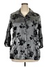 Notations Floral Gray 3/4 Sleeve Button-Down Shirt Size 2X - photo 1