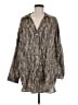 L Space 100% Linen Animal Print Tan Long Sleeve Blouse Size Med - Lg - photo 1