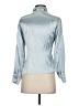 A. Byer Metallic Blue Silver Long Sleeve Blouse Size S - photo 2