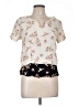 DR2 100% Rayon Floral Ivory Short Sleeve Blouse Size L - photo 1