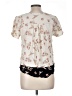 DR2 100% Rayon Floral Ivory Short Sleeve Blouse Size L - photo 2
