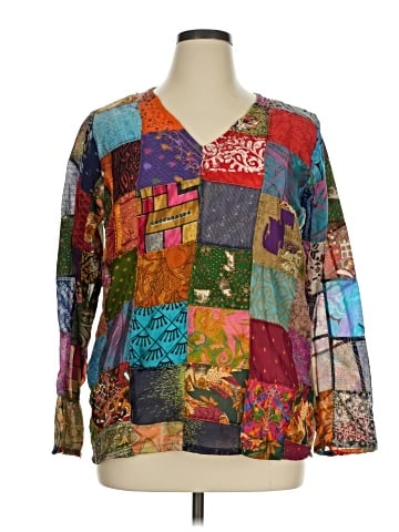 Blue Sky Long Sleeve Silk Top (view 1)