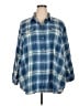 Old Navy 100% Cotton Plaid Blue 3/4 Sleeve Button-Down Shirt Size 3X - photo 1