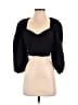 Zara 100% Cotton Black 3/4 Sleeve Blouse Size M - photo 1