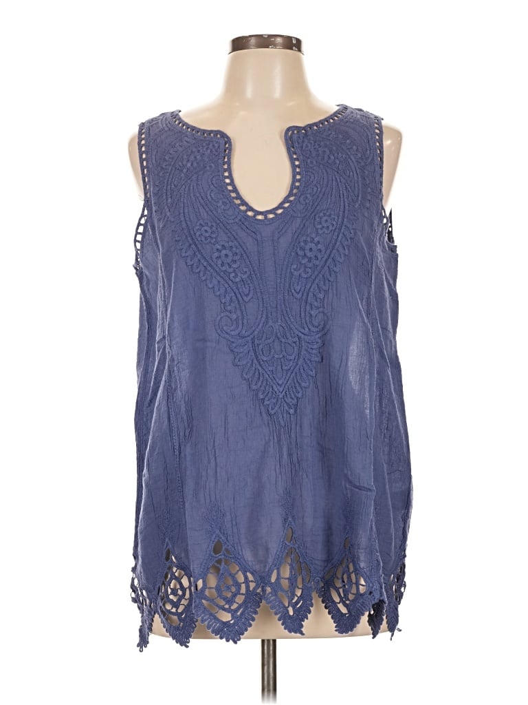 Pre-owned Soft Surroundings Sleeveless Blouse In Blue