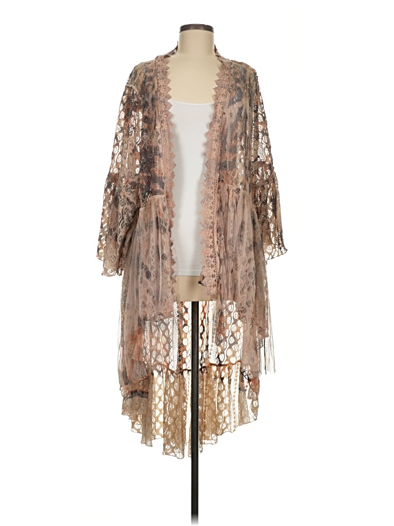 Pre-owned Unbranded Kimono In Tan