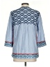 Johnny Was 100% Polyester Blue 3/4 Sleeve Blouse Size S - photo 2