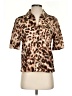 Halston Animal Print Brown Short Sleeve Blouse Size S - photo 1
