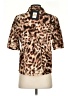 Halston Animal Print Brown Short Sleeve Blouse Size S - photo 2