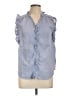 Cupio Blue Sleeveless Button-Down Shirt Size L - photo 1