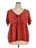 Torrid 100% Cotton Red Short Sleeve Blouse Size 2X Plus (2) - photo 1