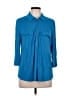 Calvin Klein Blue 3/4 Sleeve Button-Down Shirt Size L - photo 1