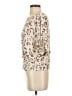 BCBGMAXAZRIA 100% Polyester Animal Print Ivory Short Sleeve Blouse Size XS - photo 5
