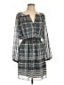 Max Studio 100% Polyester Plaid Gray Casual Dress Size L - photo 1