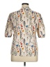 Unbranded 100% Polyester Floral Ivory Short Sleeve Blouse Size XL - photo 2