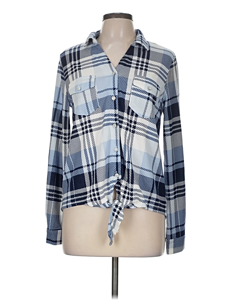 Pre-owned New York Laundry Long Sleeve Blouse In Blue