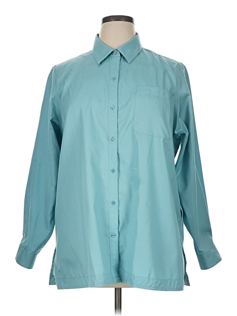 Pre-owned Coldwater Creek Long Sleeve Button Down Shirt In Teal