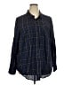Torrid 100% Rayon Plaid Blue Long Sleeve Button-Down Shirt Size 2X Plus (2) - photo 1
