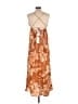 Lush 100% Polyester Tropical Orange Brown Casual Dress Size L - photo 2