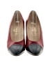 Chanel 100% Leather Color Block Burgundy Cap toe Pump Size 7 - photo 2