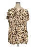 Cocomo Animal Print Brown Short Sleeve Blouse Size 3X - photo 1