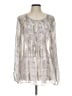 Calypso St. Barth 100% Silk Silver Long Sleeve Silk Top Size Lg (2) - photo 1