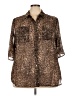 DressBarn 100% Polyester Animal Print Brown 3/4 Sleeve Blouse Size 3X - photo 1