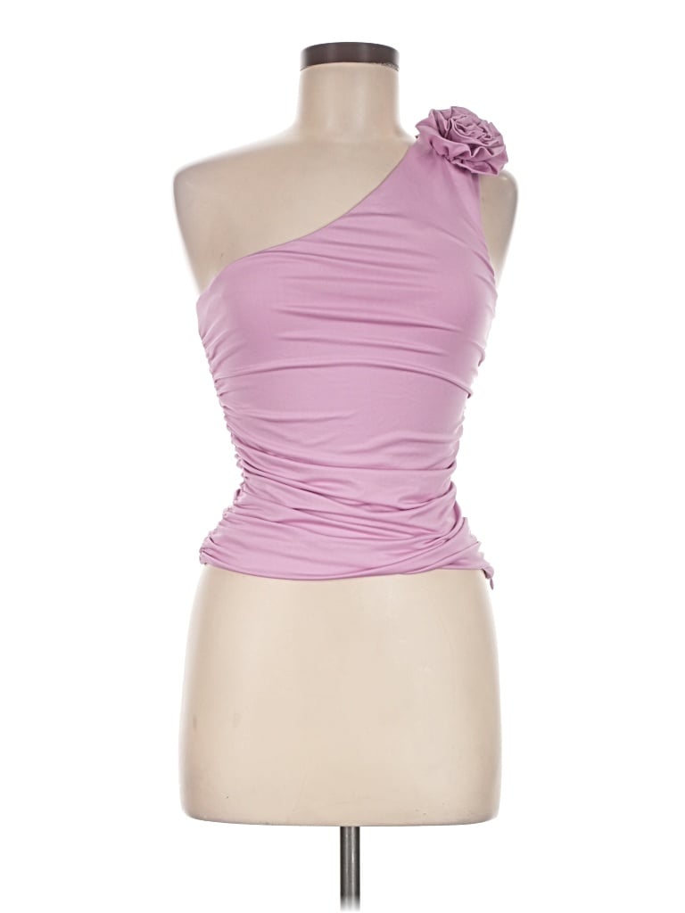 Pre-owned Nia Sleeveless Top Pink One Shoulder Neckline Tops