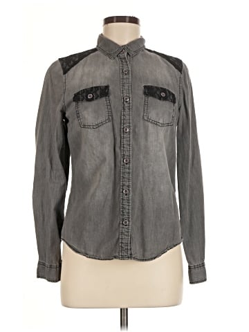 Charlotte Russe Long Sleeve Button-Down Shirt (view 1)
