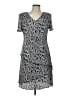 Connected Apparel 100% Polyester Print Gray Casual Dress Size 10 - photo 1