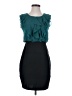 En Focus Studio 100% Polyester Color Block Teal Cocktail Dress Size 4 - photo 1