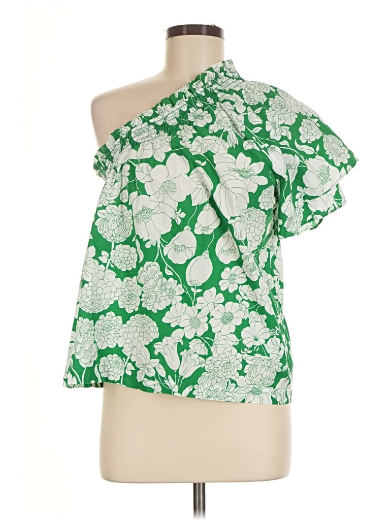 Pre-owned Jcrew Tank Top Green One Shoulder Neckline Tops
